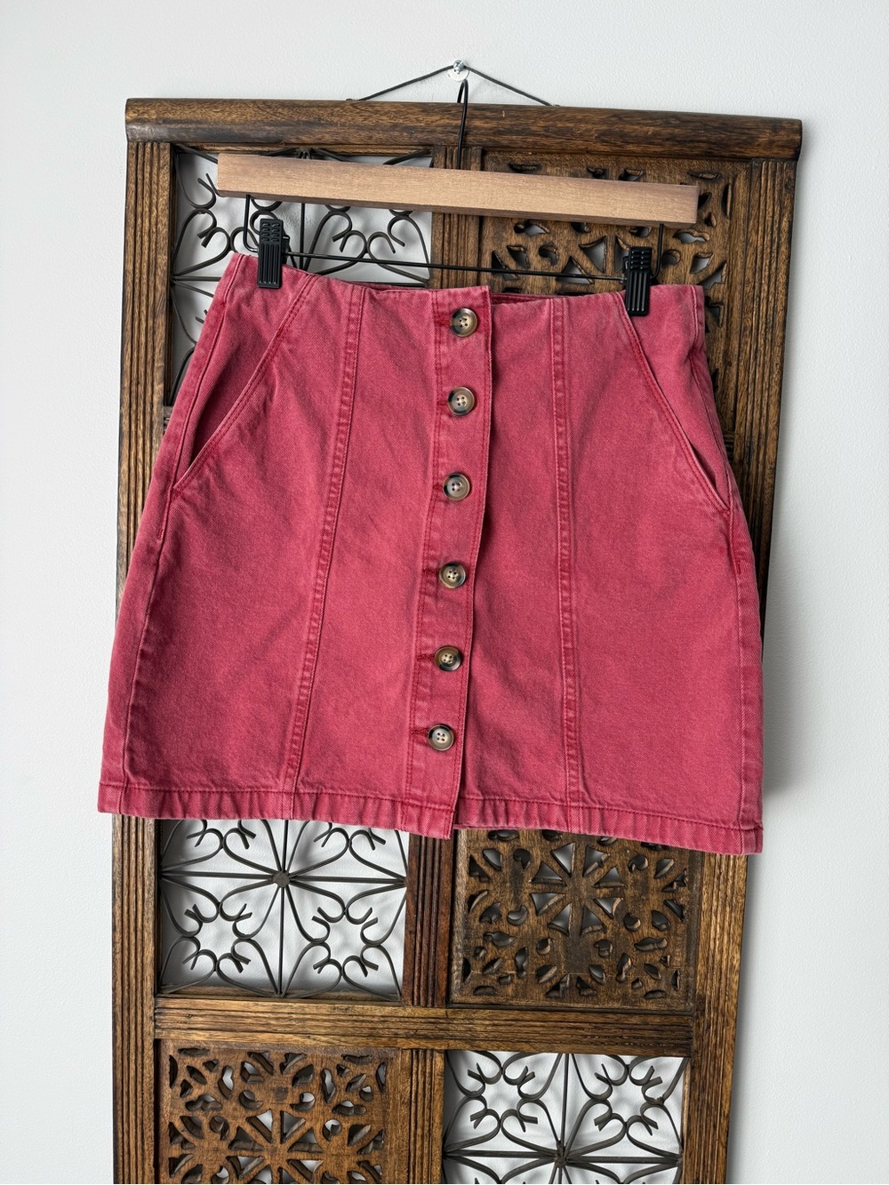 Cotton On Rose-Pink Button-Front Mini Skirt
